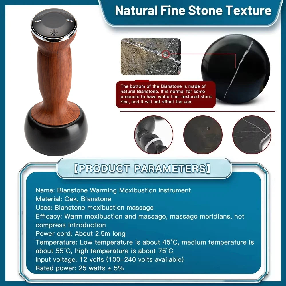 Electric Hot Stone Scraping Massaging Bianstone Guasha Massager Hot Compress Spa Scraping Back Relax Muscles Massage Skin Lift