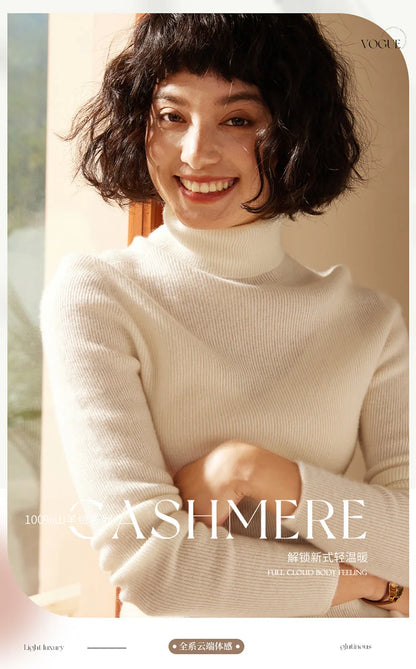 Autumn and Winter New Women's Sweater 100% Pure Cashmere High Collar Hoodie Knitted Basic Style Hot Selling Women's Top