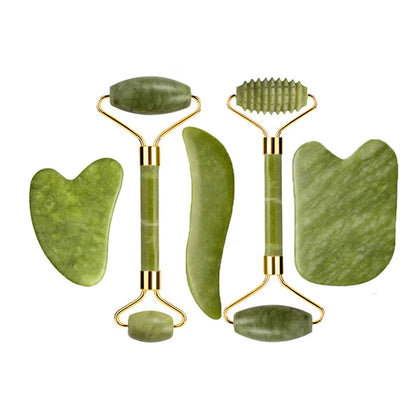 Natural Jade Roller Gua Sha Massage Set Guasha Board Comb Gouache Scraper Body Acupuncture Spa Facial Anti Aging Lifting Tools