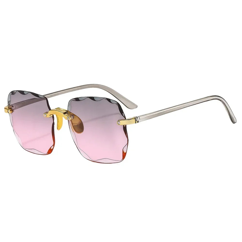 2024 New Rimless Women's Sunglasses Fashion Gradient Lenses Sun glasses Lady Vintage Alloy Legs Classic Designer Shades UV400