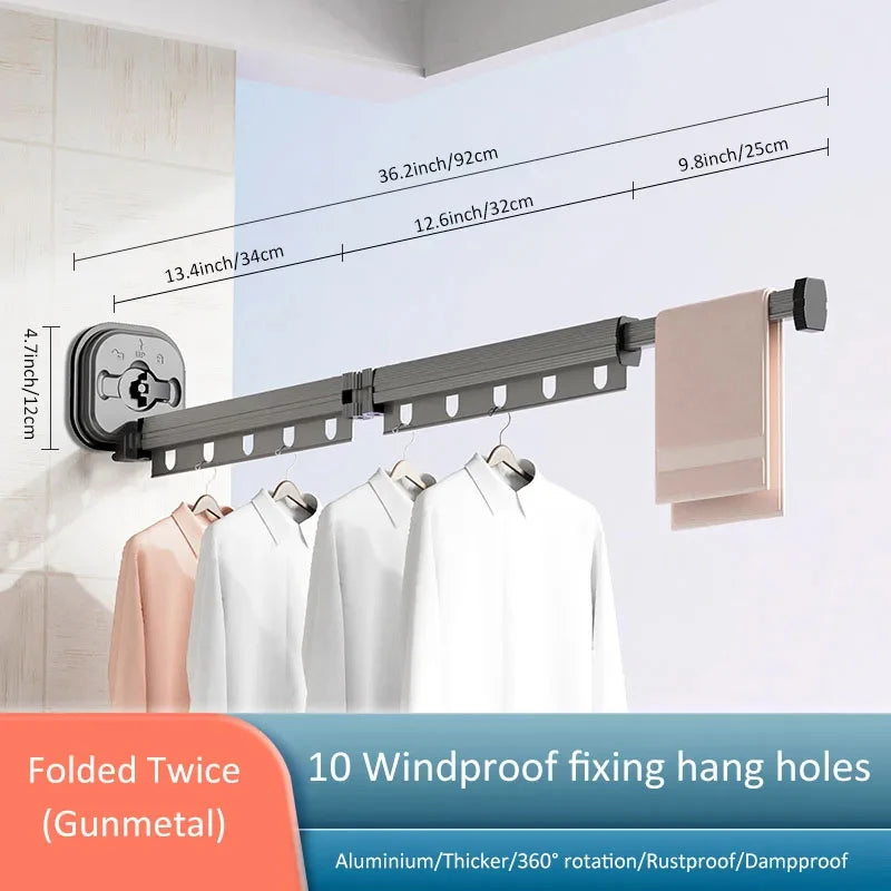 Retractable Clothes Drying Rack,Space-Saver,Collapsible Drying Racks for Laundry Room,Wall Mounted Clothes Hanger Rack