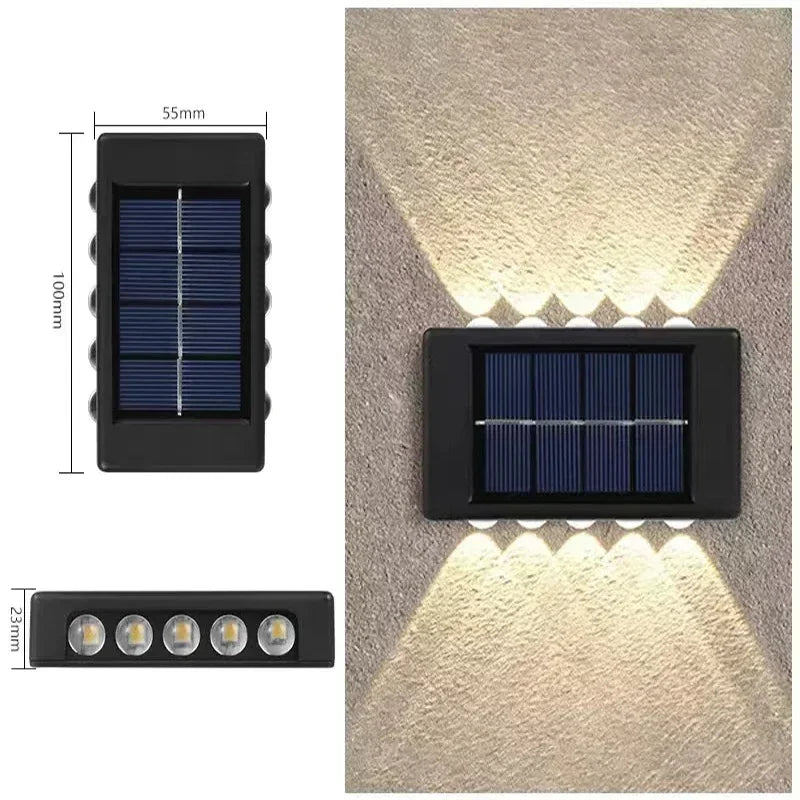 Solar Wall Lamp Outdoor Waterproof Solar Lights Up And Down Convex lens Lighting For Garden Street Landscape Balcony Outdoor Dec