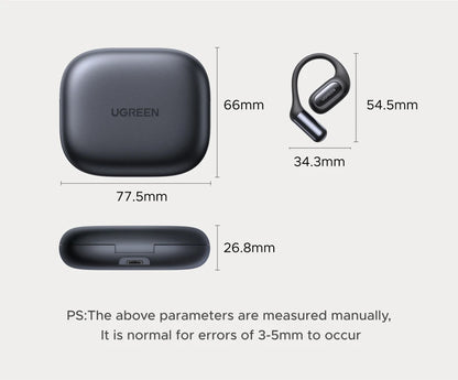 UGREEN FitBuds Open-Ear Headphones Earphones, Ear-hook TWS True-Wireless Bluetooth 6.0 Wireless Earbuds, Spatial Audio, 30H play
