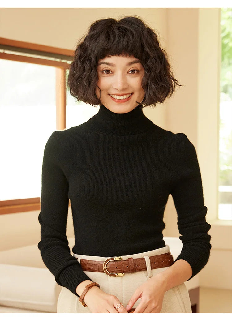 Autumn and Winter New Women's Sweater 100% Pure Cashmere High Collar Hoodie Knitted Basic Style Hot Selling Women's Top