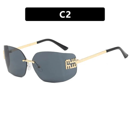2025 Retro Frameless Design Sunshade Luxury Metal Women's Sunglasses High Quality Decoration Travel Hiking Sunglasses