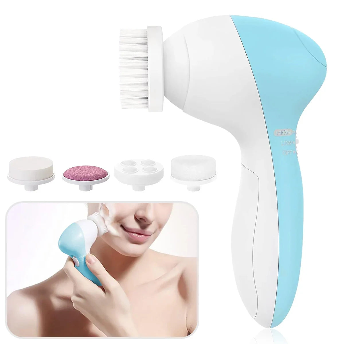 Electric Facial Cleanser Wash Face Cleaning Machine Skin Pore Cleaner Wash Machine Spa Blackhead Cleaning Facial Cleanser 5 in 1