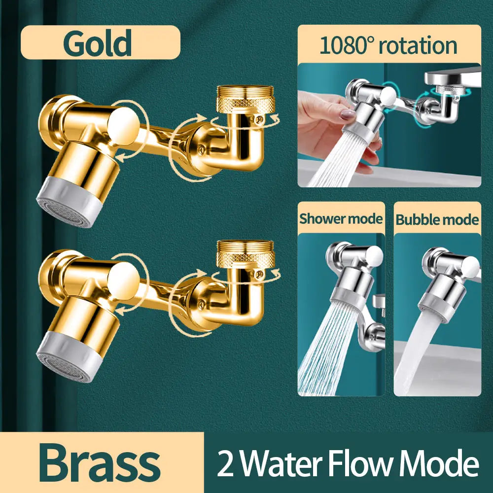 Gold mechanical arm universal faucet face wash basin splash proof extension connector can be rotated bathroom Fauce water nozzle