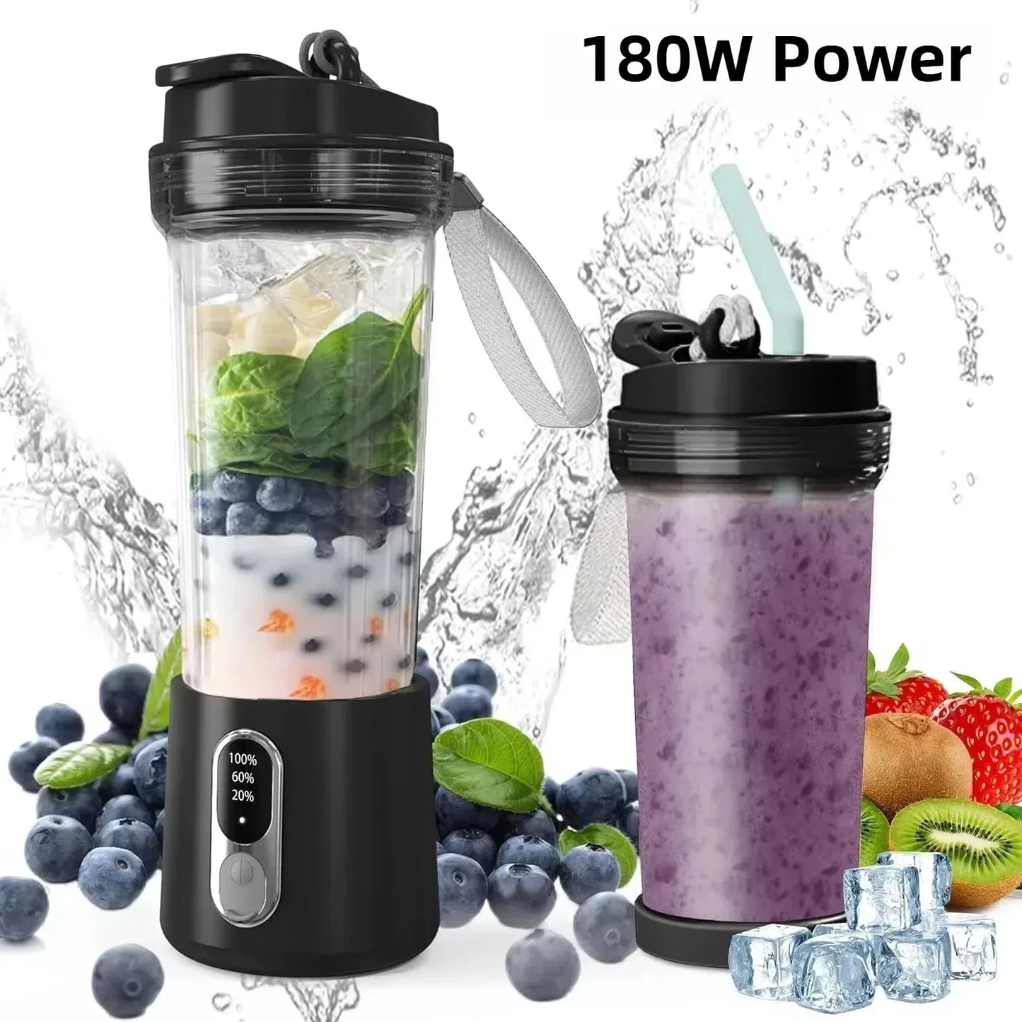 4000mAh Portable Juicer Dual Purpose Juice Cup 180W USB Outdoor Fresh Fruit Blender 4 Blade Smoothie Juice Cup Blender
