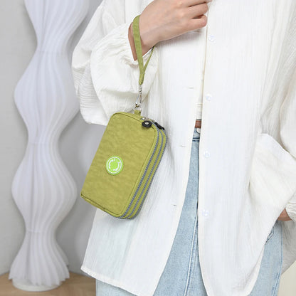 Fashion Solid Color Triple Zipper Large Capacity Ladies Clutch Wallet Travel Portable Popular Zipper Coin Purse Phone Wallet