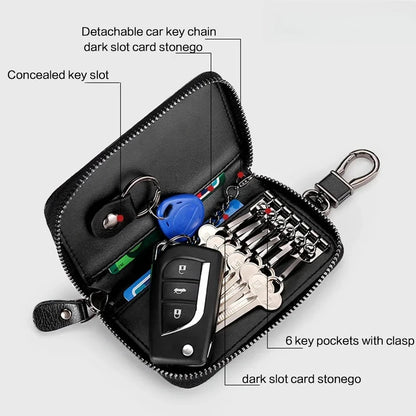 Genuine Leather KeyChain Unisex Key Bag Multifunction Organizer Wallet Holder Smart Housekeeper Car Small Key Case Keys Pouch