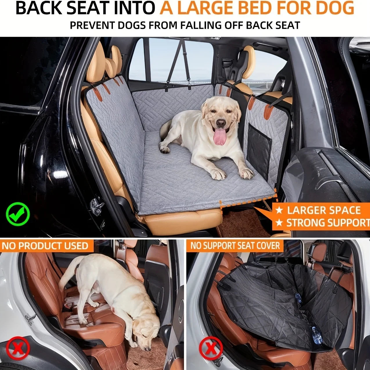 Hammock-Style Portable Back Seat Cover: Waterproof & Scratch-Proof Pet Car Seat Protector - Anti-Slip Fabric with Soft Padding