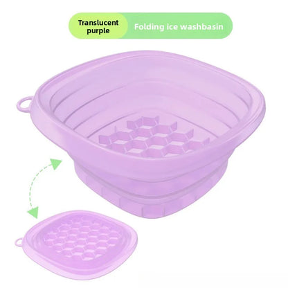 Collapsible Silicone Face Basin - Dual-Purpose Ice Therapy & Beauty Care Container for Home/Spa Use