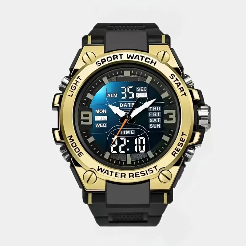 Men's digital sports watch alarm clock, timing, date function, alloy case - perfect for outdoor activities
