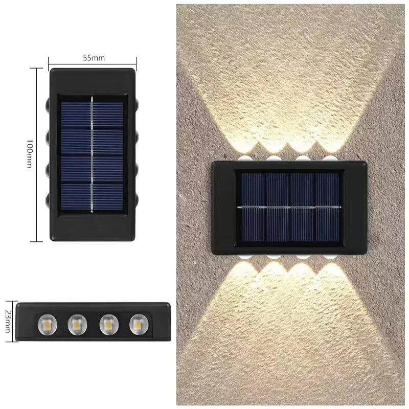 Solar Wall Lamp Outdoor Waterproof Solar Lights Up And Down Convex lens Lighting For Garden Street Landscape Balcony Outdoor Dec