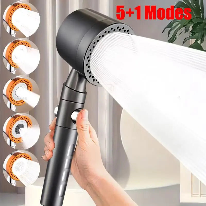 5 Modes Spray Water Saving Shower Head ABS Handheld Spa Showerheads Large Flow Portable Bathroom Filter Shower Faucet Nozzle Set