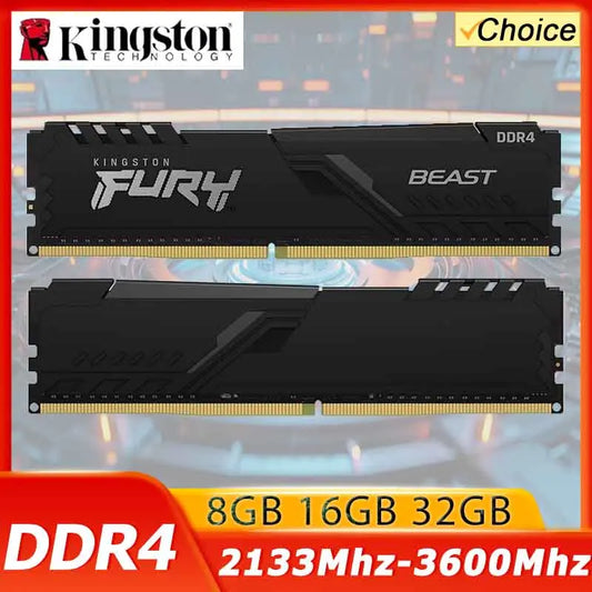 Kingston Fury Beast DDR4 8G 16G 32GB 3600 3200Mhz RAM PC Memory 288Pin XMP2.0 Heatsink For Desktop AMD or INTEL Motherboard
