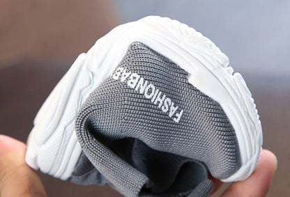 Children's Shoes Spring and Fall Four Seasons Paragraph Boys and Girls Fly Weaving Breathable Mesh High-Top Elastic Socks Shoes