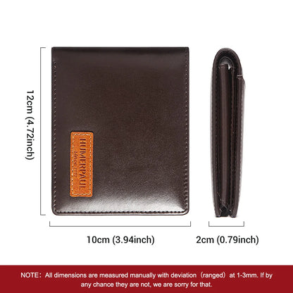 HUMERPAUL Airtag Wallet For Men Real Leather RFID Trifold Card Holder Case with ID Window Slim Anti-lost Purse
