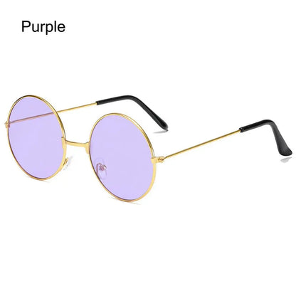 Fashion Retro Round Hippie Sunglasses  for Women Men Trendy Punk Disco Party Glasses Circle Metal UV Protection Sunglasses
