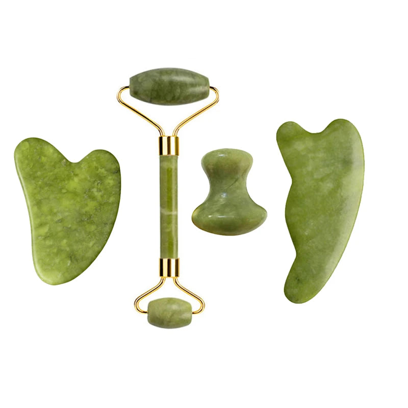 Natural Jade Roller Gua Sha Massage Set Guasha Board Comb Gouache Scraper Body Acupuncture Spa Facial Anti Aging Lifting Tools