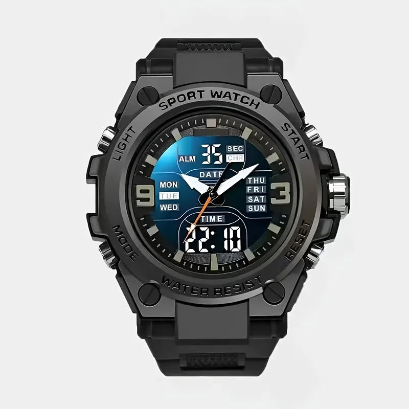 Men's digital sports watch alarm clock, timing, date function, alloy case - perfect for outdoor activities