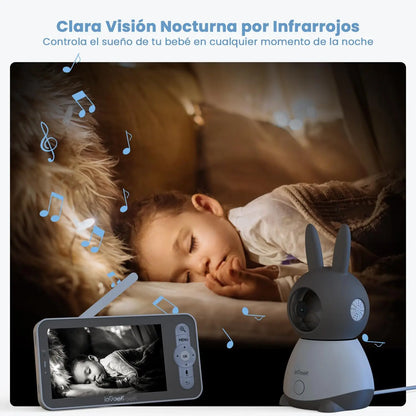 ieGeek 5" 2K/3MP Baby Surveillance Camera, 360° PTZ Baby Monitor with Camera and Dual Screen Preview, Motion Detection