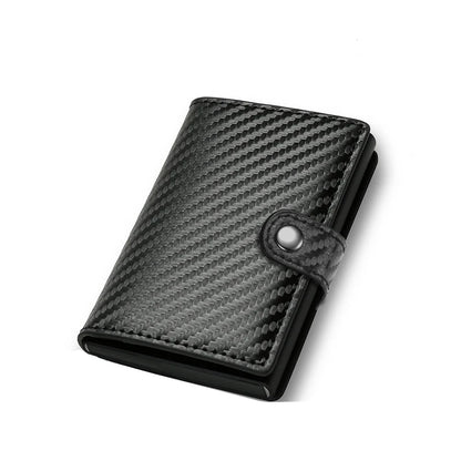 Carbon Fiber Credit Card Holder Wallet Men Rfid Smart Metal Thin Slim Pop Up Minimalist Wallet Small Black Purse Metal Vallet
