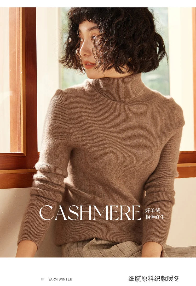 Autumn and Winter New Women's Sweater 100% Pure Cashmere High Collar Hoodie Knitted Basic Style Hot Selling Women's Top