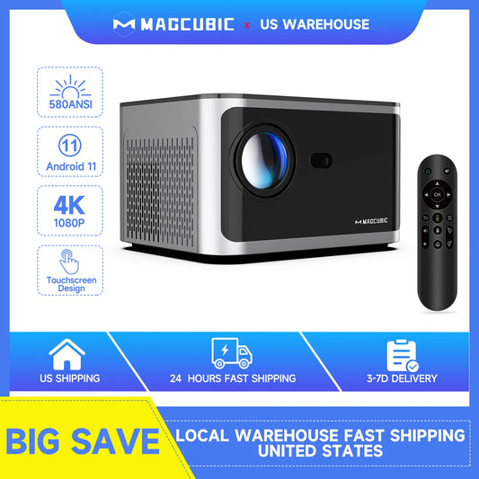 Magcubic HY350 Pro Projector Android 11 4K 1080P 580ANSI Wifi6 Voice Control Allwinner H713 Electronic Focus BT5.0 Home Projetor