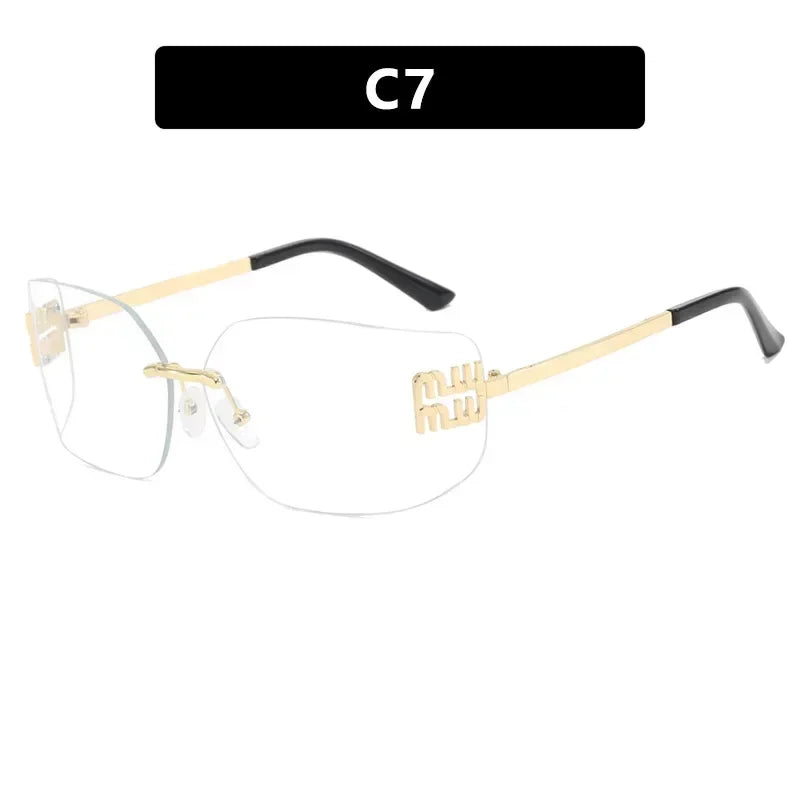 2025 Retro Frameless Design Sunshade Luxury Metal Women's Sunglasses High Quality Decoration Travel Hiking Sunglasses