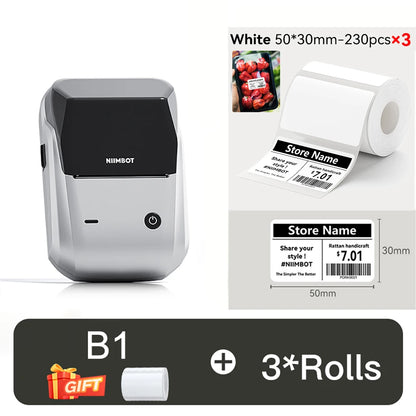 NIIMBOT B1 Portable Thermal Printer With Tapes 2 Inch Adhesive Label Printer Mini Bluetooth Sticker Maker Support Smartphones PC