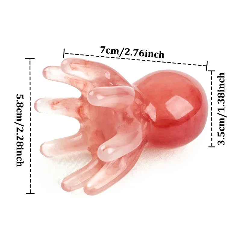 Resin Octopus Comb Head Massager Meridian Scraping Scalp Massage Brush Acupuncture SPA Gua Sha Health Massage Tool