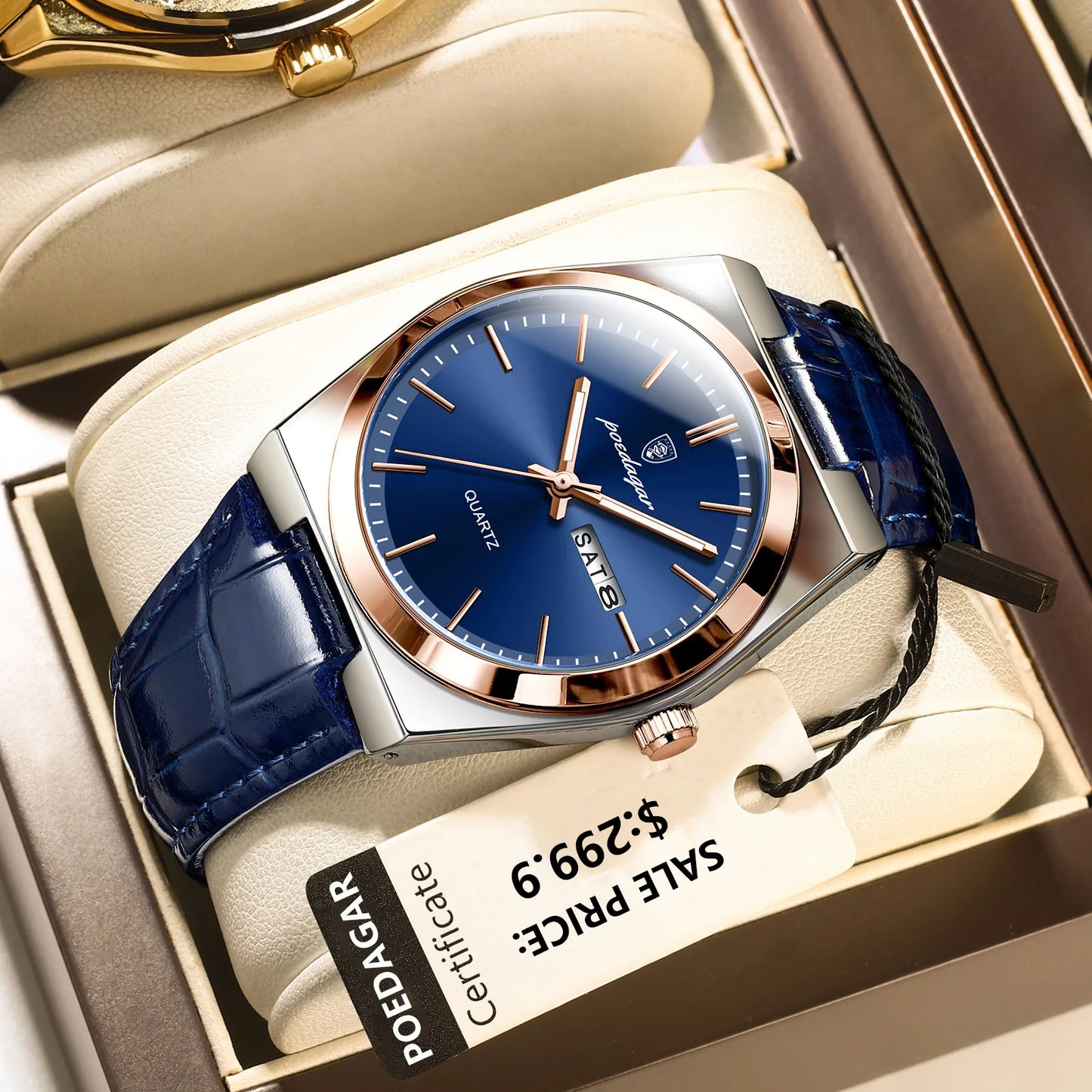 POEDAGAR Luxury Trend Men Watch Waterproof Luminous Date Week Man Wristwatch Military Outdoor Leather Men's Quartz Watches Reloj