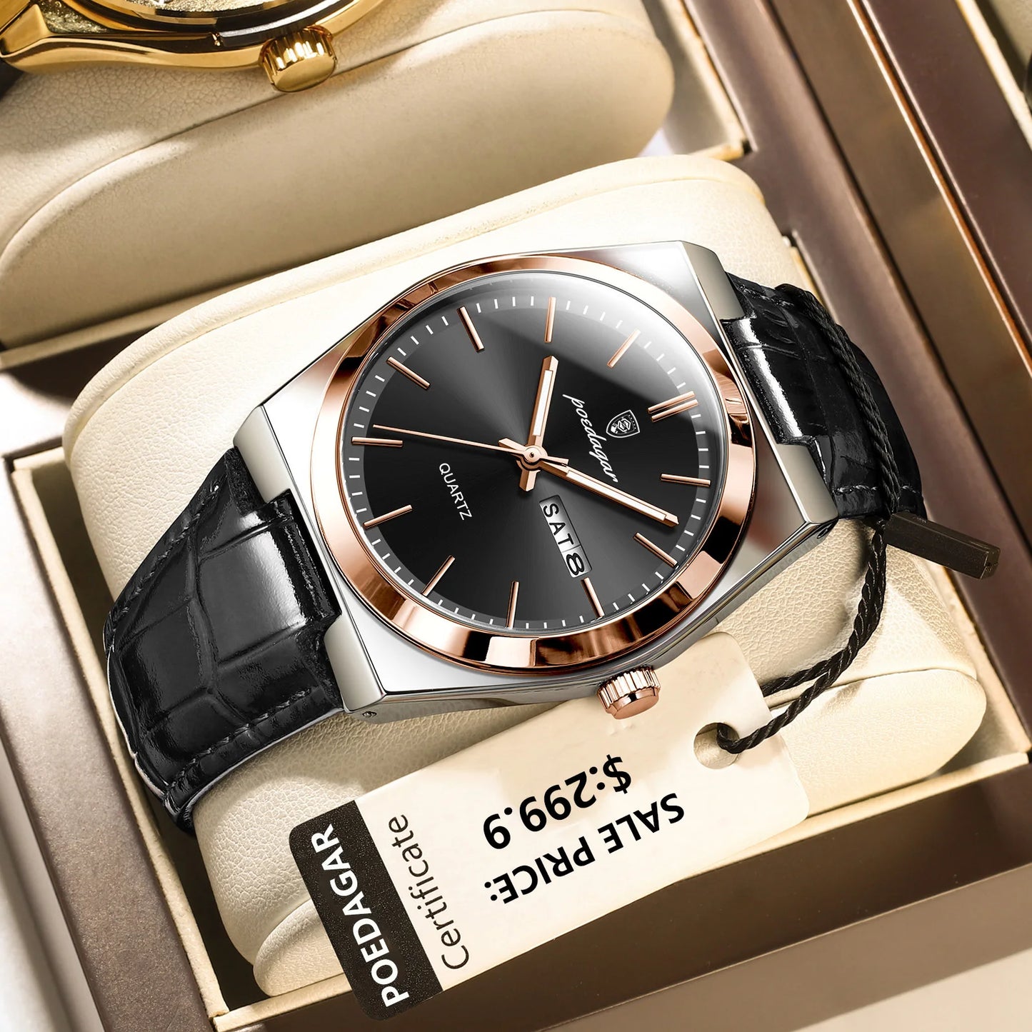 POEDAGAR Luxury Trend Men Watch Waterproof Luminous Date Week Man Wristwatch Military Outdoor Leather Men's Quartz Watches Reloj