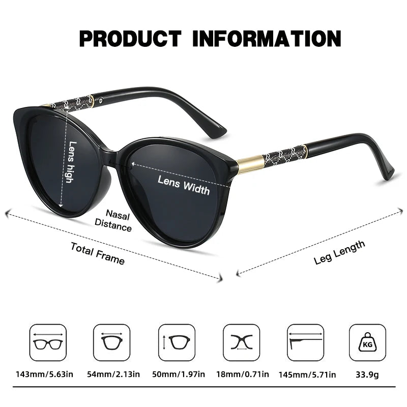 JUNCTURE Polarized Women Sunglasses Fashion Cat Eye Sun Glasses Black Lady Glasses Party Holiday Gifts Sunglasses for Women