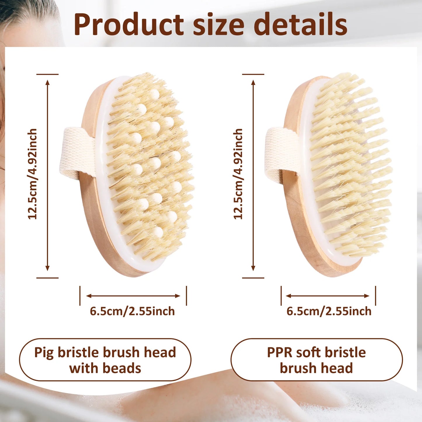 Dry Skin Body Massage Brush Natural Bristle Dead Skin Remover Exfoliating Soft SPA Woman Man Skin Cleaning Brush