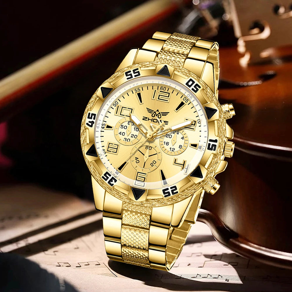 2PCS Men's Watch Set Fashion Trend Simple Digital Scale Dial Quartz Watch Set Suitable for Daily Clothing Matching