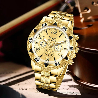 2PCS Men's Watch Set Fashion Trend Simple Digital Scale Dial Quartz Watch Set Suitable for Daily Clothing Matching