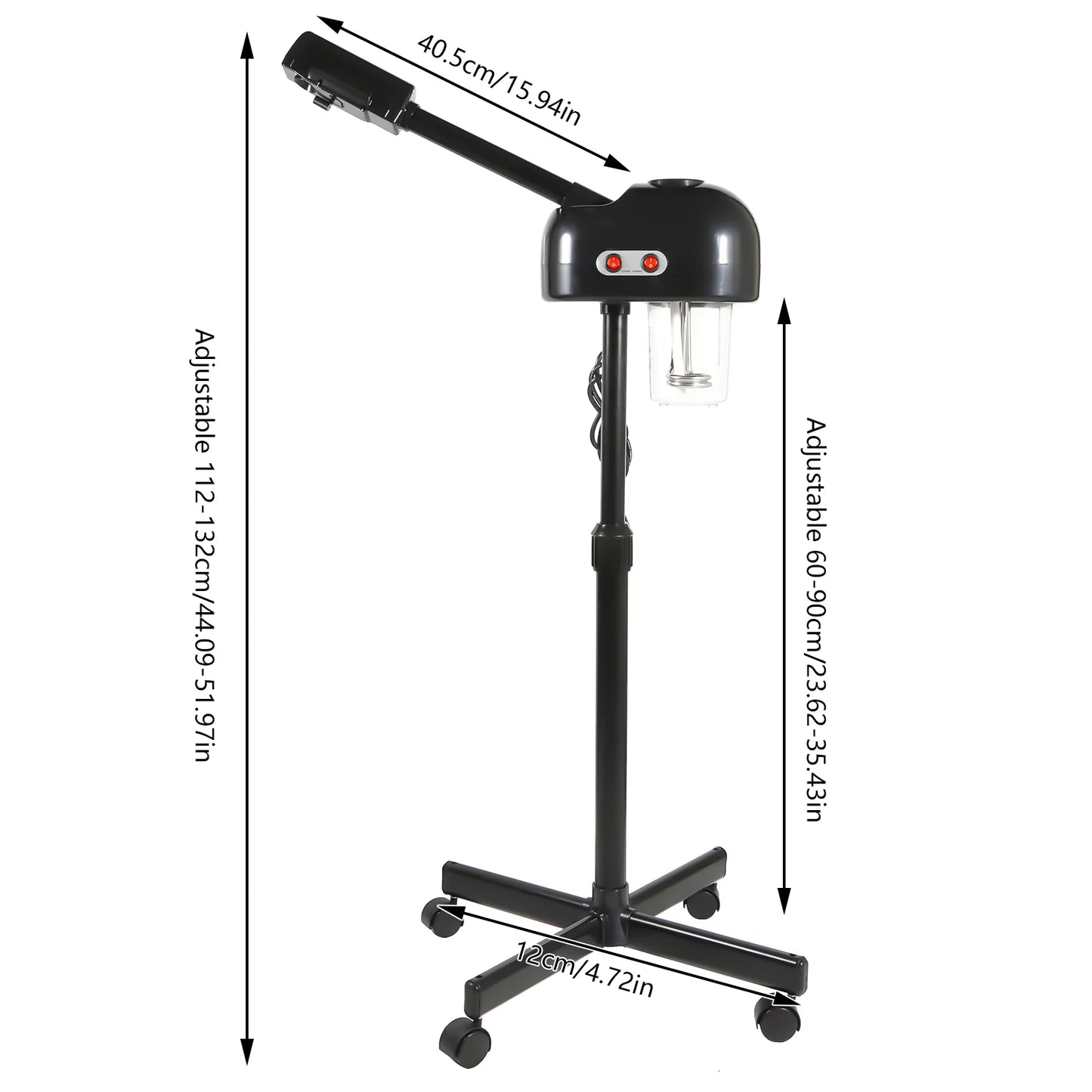 750ml Ozone Facial Steamer Height Adjustable Sprayer 360° Rotatable Movable Skin Care Equipment for Salon Beauty Spa White/Black