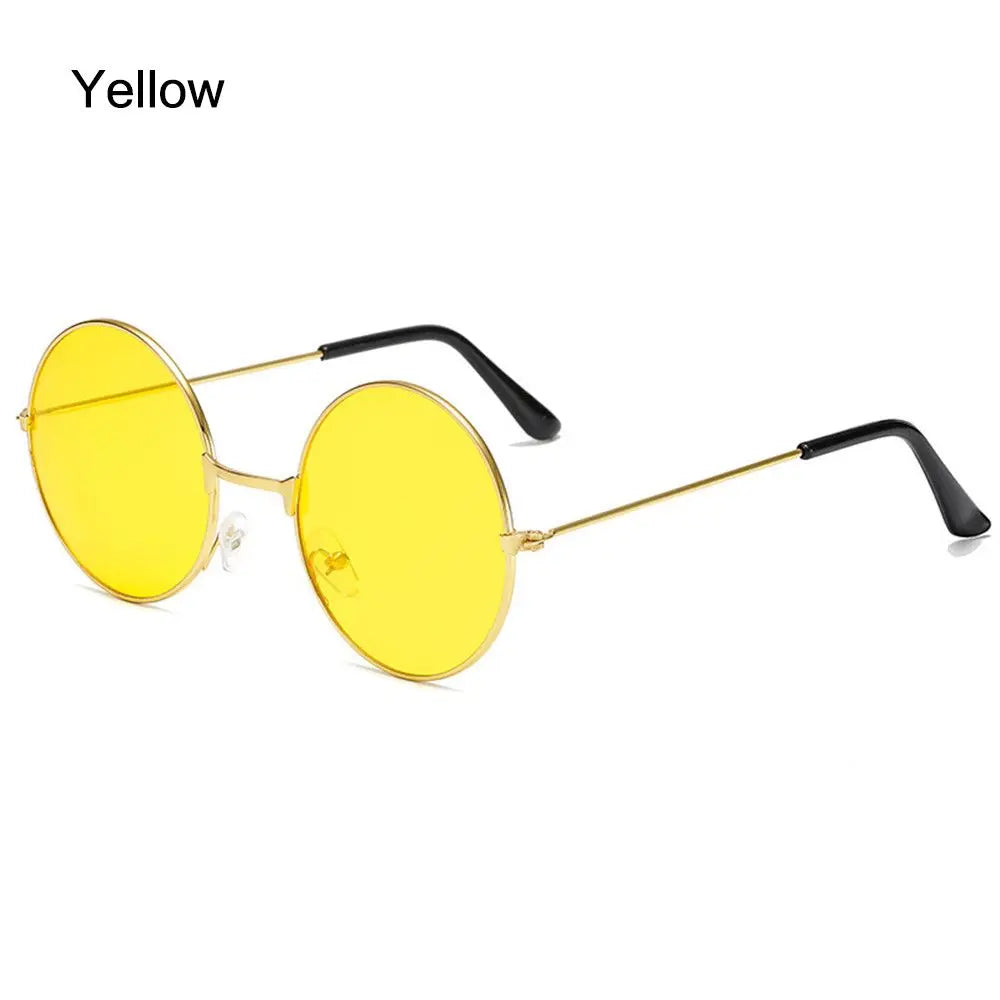 Fashion Retro Round Hippie Sunglasses  for Women Men Trendy Punk Disco Party Glasses Circle Metal UV Protection Sunglasses