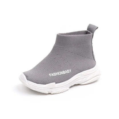 Children's Shoes Spring and Fall Four Seasons Paragraph Boys and Girls Fly Weaving Breathable Mesh High-Top Elastic Socks Shoes