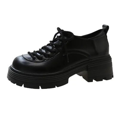 Shoes Woman Flats Clogs Platform Autumn Oxfords British Style Dress Creepers New Retro Fall Winter Leather Preppy Cross Black Ru