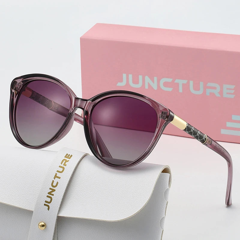 JUNCTURE Polarized Women Sunglasses Fashion Cat Eye Sun Glasses Black Lady Glasses Party Holiday Gifts Sunglasses for Women