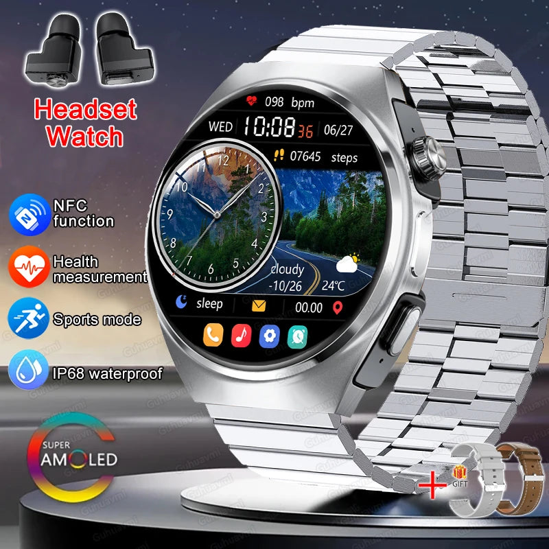 For Man Women New 2 in 1 Smart Watch With Earbuds Smartwatch TWS Bluetooth Earphone Heart Rate Blood Oxygen Monitor Sports Watch