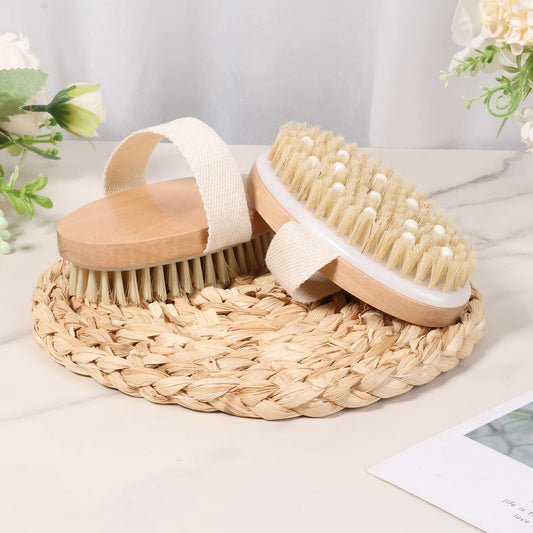 Dry Skin Body Massage Brush Natural Bristle Dead Skin Remover Exfoliating Soft SPA Woman Man Skin Cleaning Brush