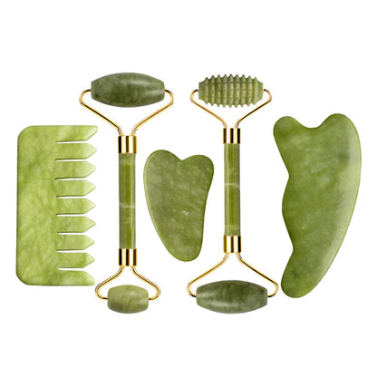 Natural Jade Roller Gua Sha Massage Set Guasha Board Comb Gouache Scraper Body Acupuncture Spa Facial Anti Aging Lifting Tools