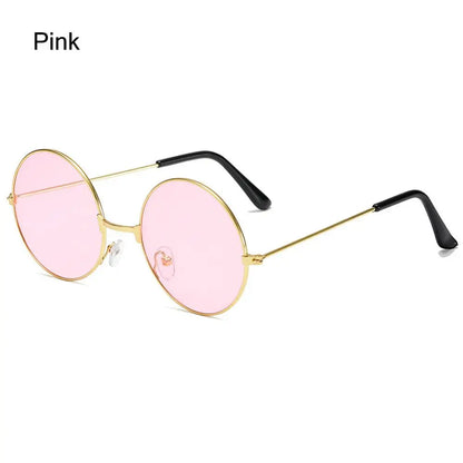 Fashion Retro Round Hippie Sunglasses  for Women Men Trendy Punk Disco Party Glasses Circle Metal UV Protection Sunglasses