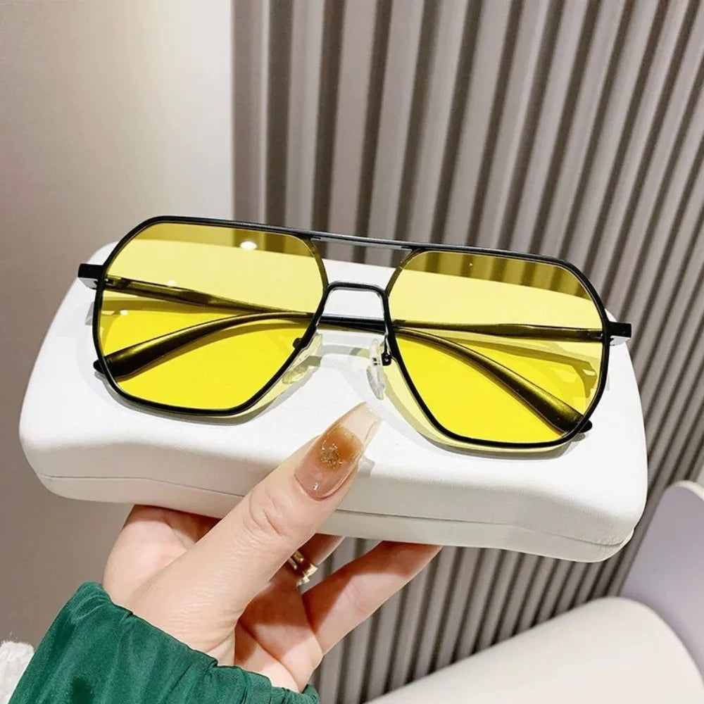 New Metal Polarized Double Beam Photochromic Sunglasses for Men Drive Night Vision Glasses Fashion Shade for Men Women