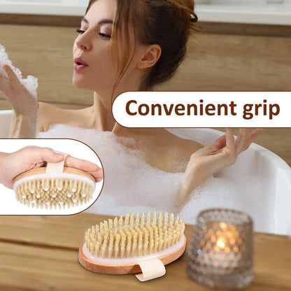 Dry Skin Body Massage Brush Natural Bristle Dead Skin Remover Exfoliating Soft SPA Woman Man Skin Cleaning Brush