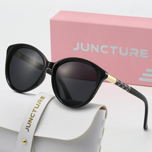 JUNCTURE Polarized Women Sunglasses Fashion Cat Eye Sun Glasses Black Lady Glasses Party Holiday Gifts Sunglasses for Women